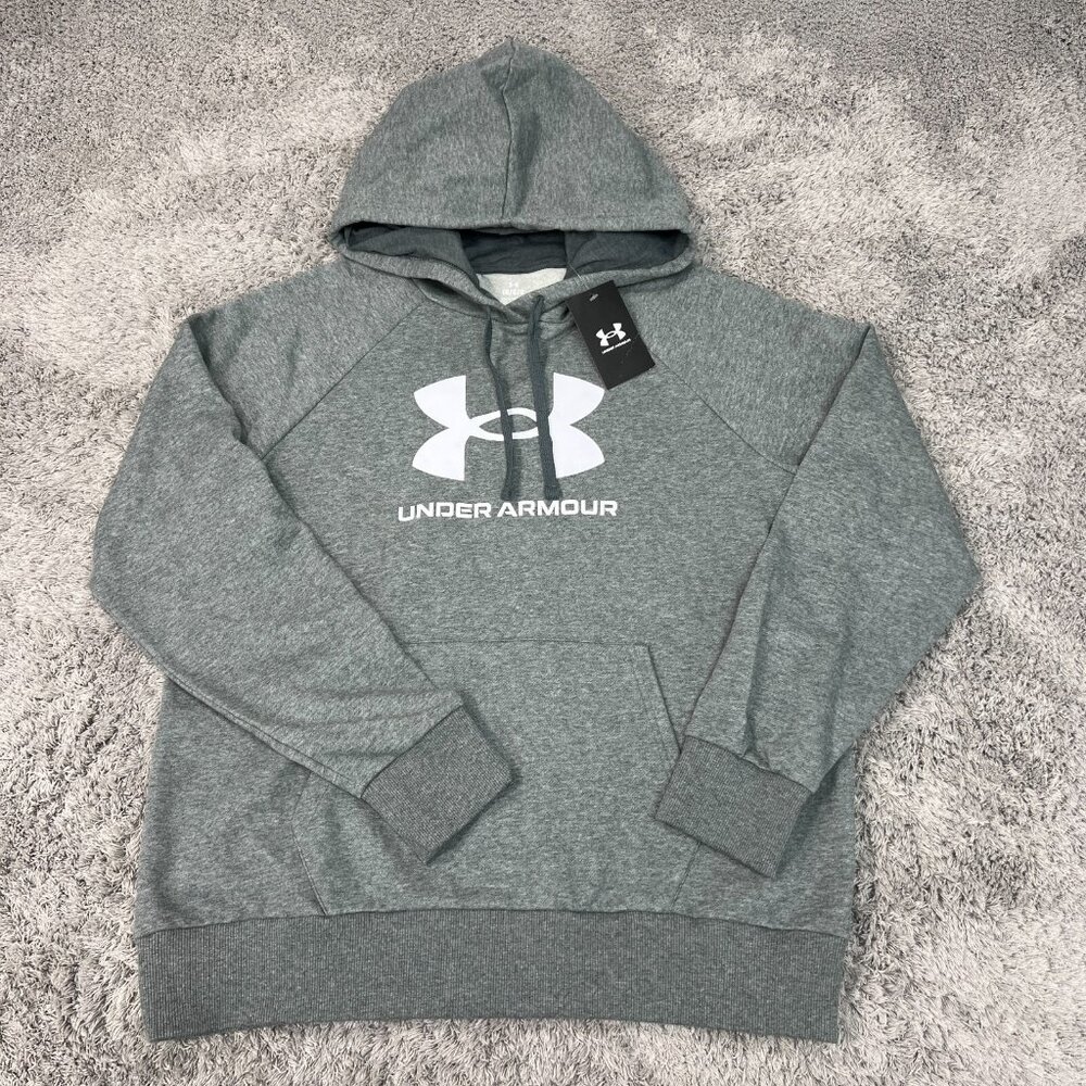 Under Armour Hoodie Womens Large Gray Sweatshirt Rival Fleece Lock-Up NWT